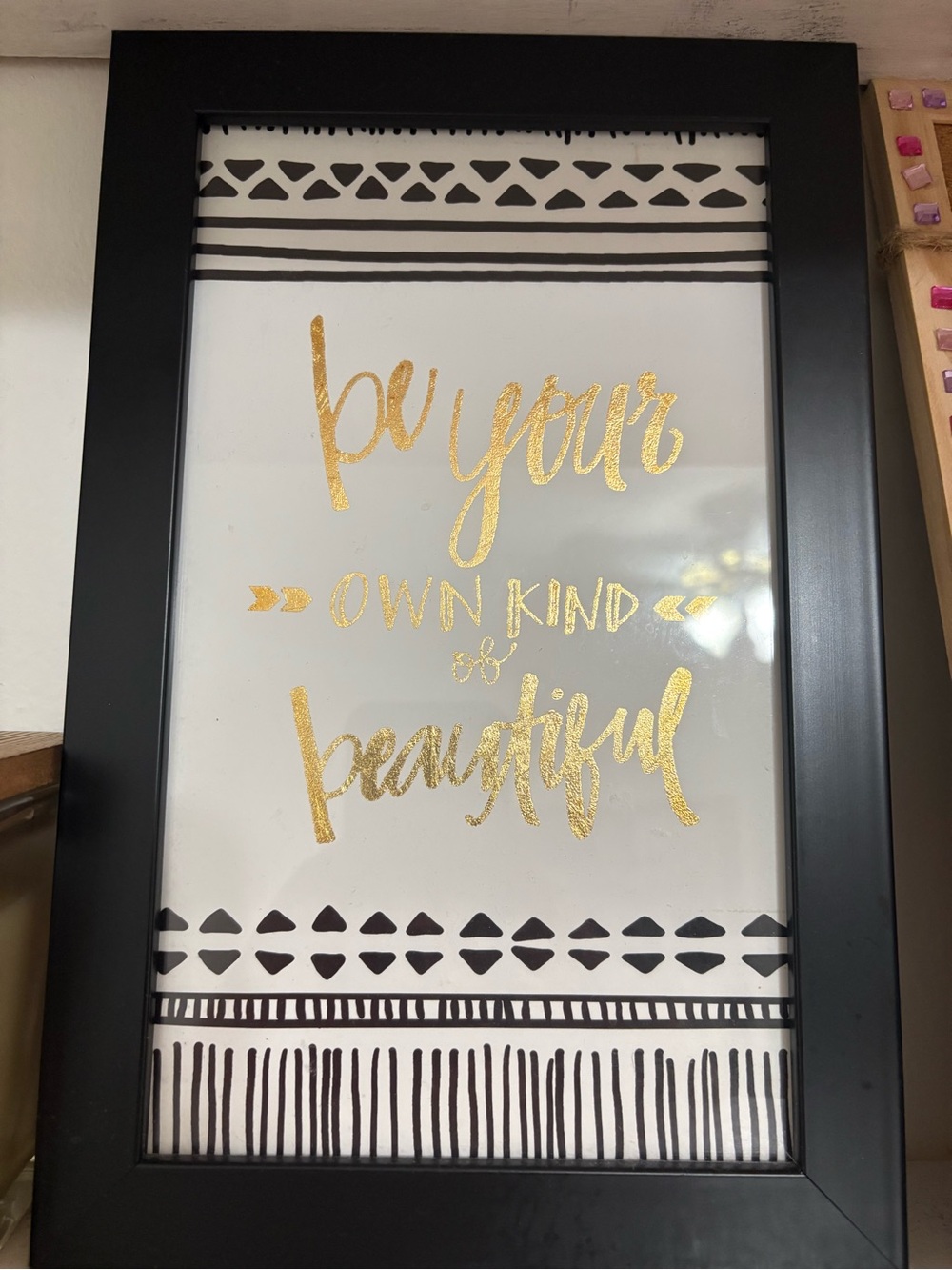Framed Gold Typography Wall Art - Be Your Own Kind of Beautiful